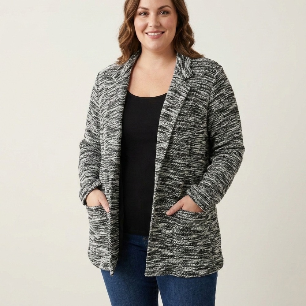 Apt. 9 Women's Black and White Knit Cardigan Blazer